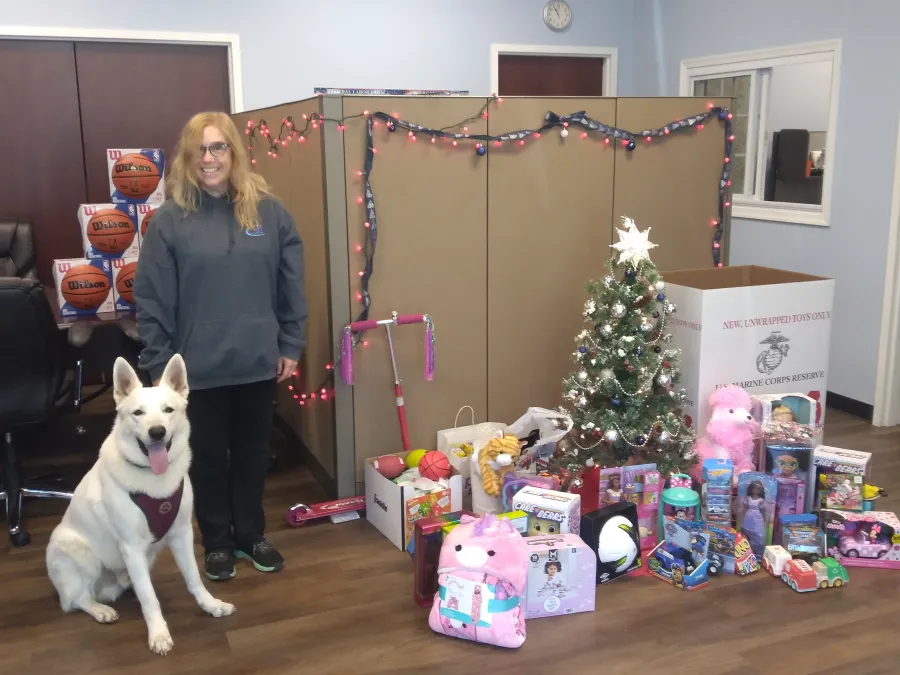 JDSBath office crew with Samuel 2024 toys for tots colle ction chesterfield va